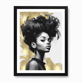 Black Girl with Gold Abstract 3 Art Print