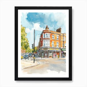 Waltham Forest London Borough   Street Watercolour 2 Art Print