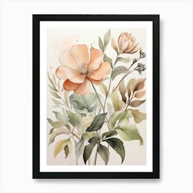 Peach Flowers 3 Art Print