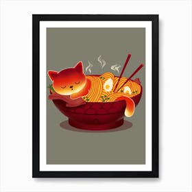 Sleeping Ramen Cat - Ramen Lover | Japanese Food | Cat lover | Foodie | Sleeping | Lazy | Funny Art Print