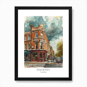 Hackney London Borough   Street Watercolour 5 Poster Art Print