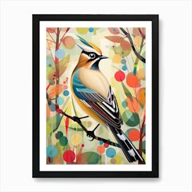 Bird Painting Collage Cedar Waxwing 2 Art Print