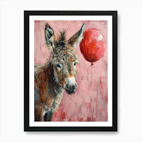 Cute Donkey 3 With Balloon Art Print