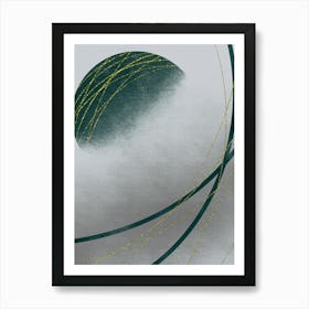 Green Sphere with Golden Lines Art Print