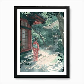 Koyasan Japan 2 Retro Illustration Art Print