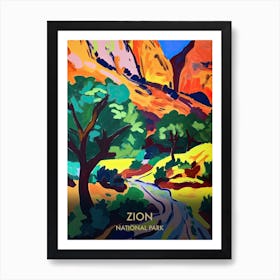 Zion National Park Travel Poster Matisse Style 4 Art Print