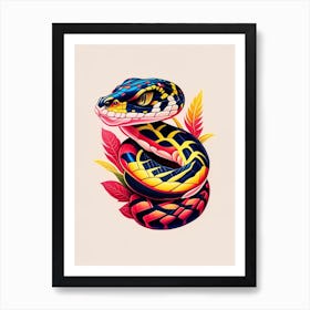 California Kingsnake Tattoo Style Art Print