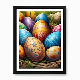 Easter Eggs In A Basket 2 Art Print