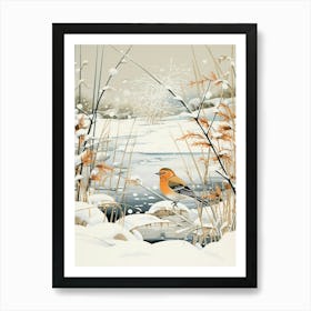 Winter Bird Painting Finch 3 Art Print