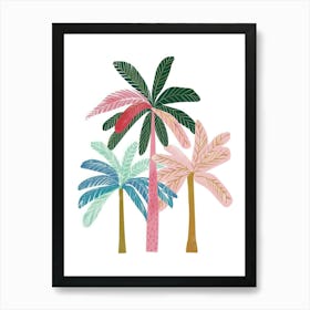 Colourful Palms Summer Illustration Art Print