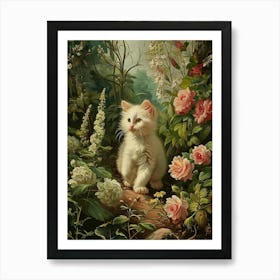 White Kitten Exploring Outdoors Art Print