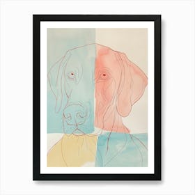 Vizsla Dog Pastel Line Painting 1 Art Print