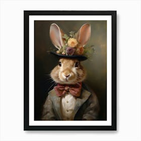 Rabbit Vintage Portrait, Victorian Animal Portrait, Dressed Animal Prints, Altered Art Print, Renaissance Animal Portrait, Farmhouse Decor Art Print