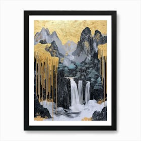 Bhutanese Himalayas Golden Peaks - Gilded Grace Art Print