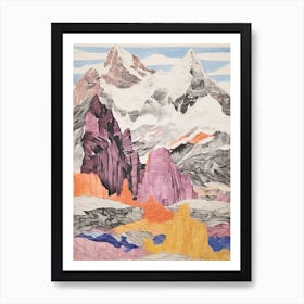 Cho Oyu Nepal 1 Colourful Mountain Illustration Art Print