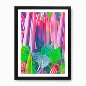 Rhubarb 2 Risograph Retro Poster vegetable Art Print