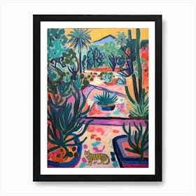 Painting Of A Cat In Desert Botanical Garden, Usa In The Style Of Matisse 02 Art Print