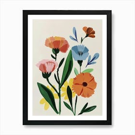 Painted Florals Carnations 6 Art Print
