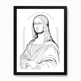 Line Art Inspired By The Mona Lisa 4 Art Print