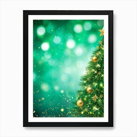 An Evergreen Christmas Tree Decorating Scene Backdrop Gracefully Adorned With Glitters Of Gold Spar (4) Art Print