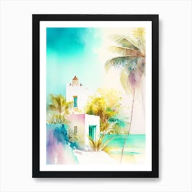 Isla Holbox Mexico Watercolour Pastel Tropical Destination Art Print