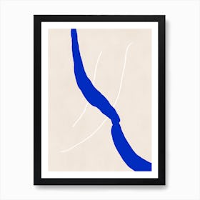 Abstract Blue Line Art Print