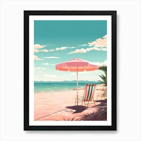 Beach Chairs And Umbrella 2 Art Print