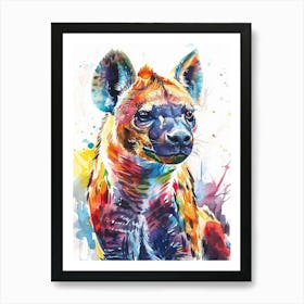 Hyena Colourful Watercolour 3 Art Print