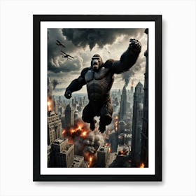 Giant Gorilla vs. The Skyscraper: A Battle in the Skies Art Print