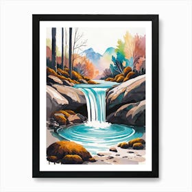 Wild waterfall painting Art Print