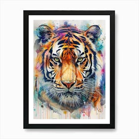 Bengal Tiger Colourful Watercolour 1 Art Print