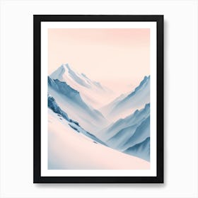 Pink Foggy Morning Over The Alps Pristine Cold Mountains Art Print