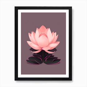 A Pink Lotus In Minimalist Style Vertical Composition 49 Art Print