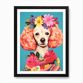 Poodle Portrait With A Flower Crown, Matisse Painting Style 4 Art Print