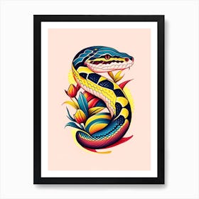 Western Hooknose Snake Tattoo Style Art Print