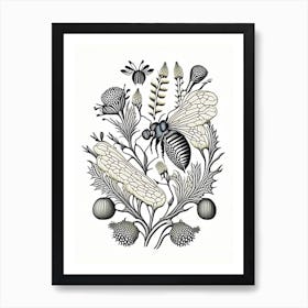 Larva Bees 6 William Morris Style Poster