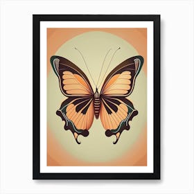 Butterfly Outline Retro Illustration 1 Art Print