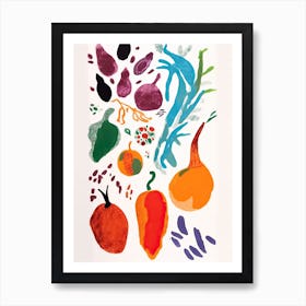 Colourful Chilli Peppers Illustration Art Print