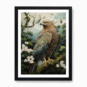 Ohara Koson Inspired Bird Painting Golden Eagle 1 Art Print