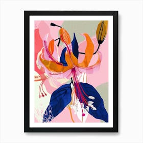 Colourful Flower Illustration Fuchsia 2 Art Print