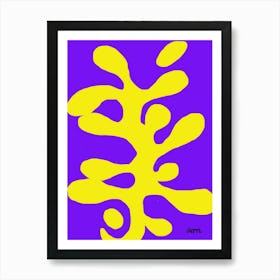 Funky Yellow Flower on Purple 1 Art Print