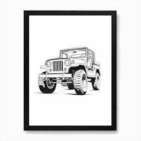 Jeep Wrangler Line Drawing 22 Art Print