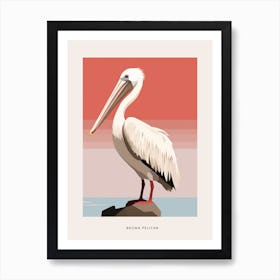 Minimalist Brown Pelican 2 Bird Poster Art Print