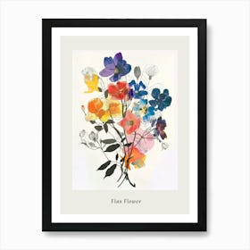 Flax Flower Collage Flower Bouquet Poster Art Print