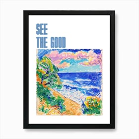 See The Good Poster Seaside Doodle Matisse Style 3 Art Print