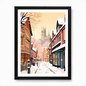 Vintage Winter Travel Illustration Canterbury United Kingdom 3 Art Print