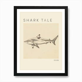 Vintage Shark Pencil Illustration 7 Poster Art Print