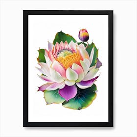Amur Lotus Decoupage 5 Art Print