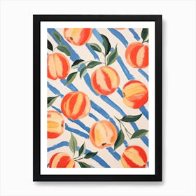 Peaches Fruit Summer Illustration 8 Art Print