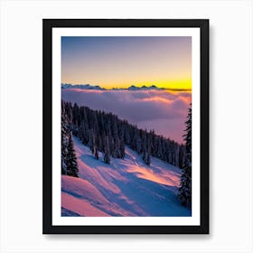 La Clusaz, France Sunrise Skiing Poster Art Print